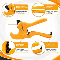 DOMINOX ANT-PC-341 Ratcheting PEX and PVC Cutter, up to 1-5/8 in, thumbnail 5