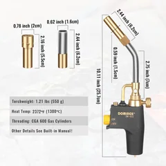 DOMINOX DM-022 Propane Torch Kit with 3 Nozzles, thumbnail 5