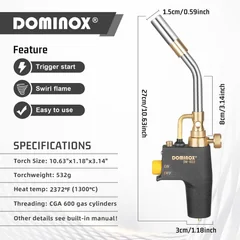 DOMINOX DM-022 Propane Torch with 5 ft Hose, thumbnail 4