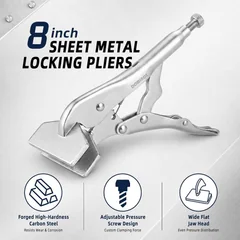 DOMINOX SNK-10108 Flat-Jaw Sheet Metal Locking Pliers, 8 in, thumbnail 4
